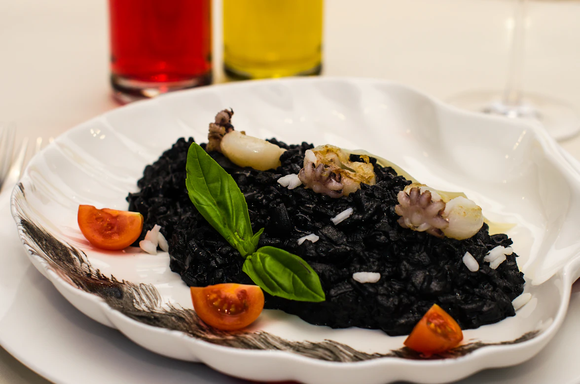 Fresh Mediterranean seafood plate with olive oil