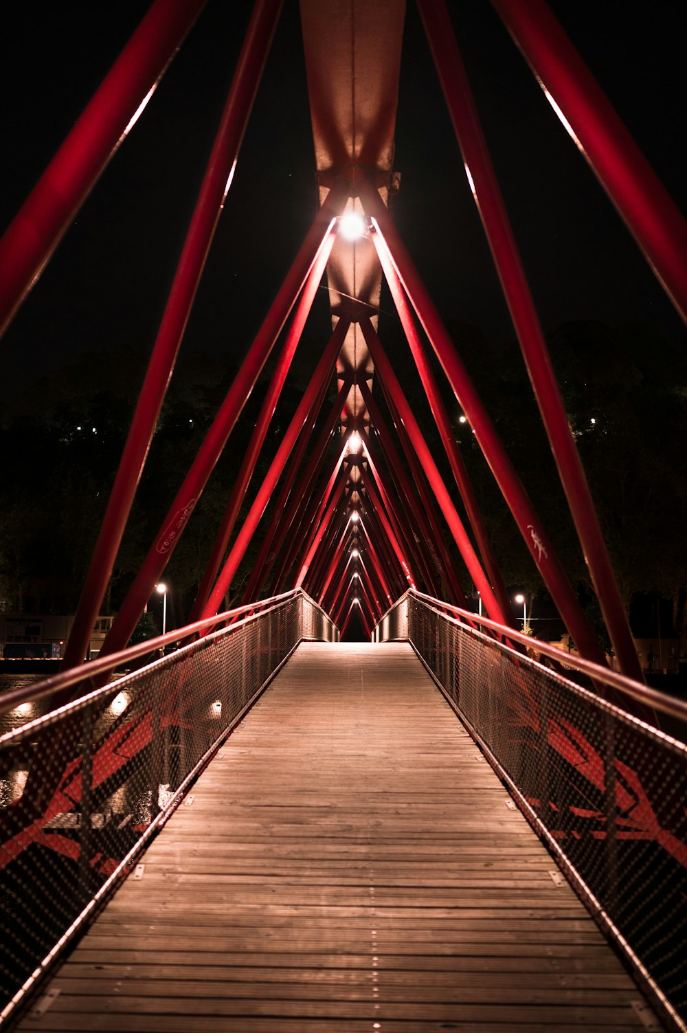 lighted bridge during nighttime