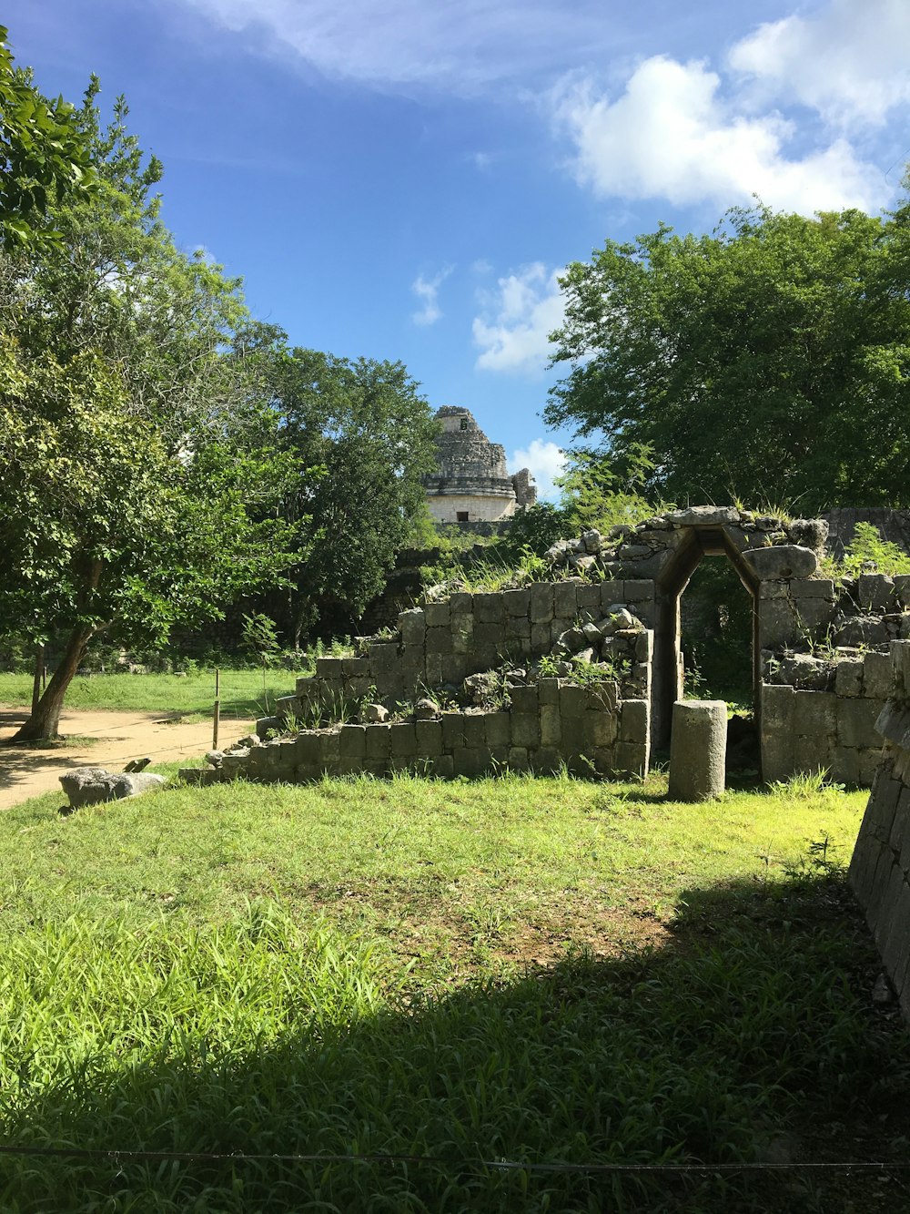 ruins on green grass