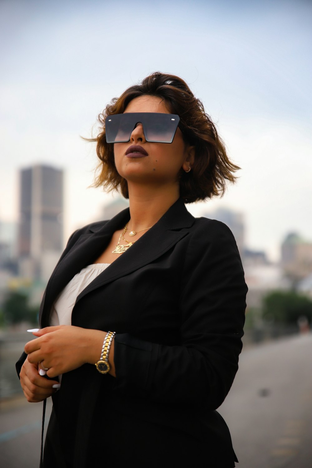 woman wearing black blazer