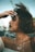 woman holding her forehead