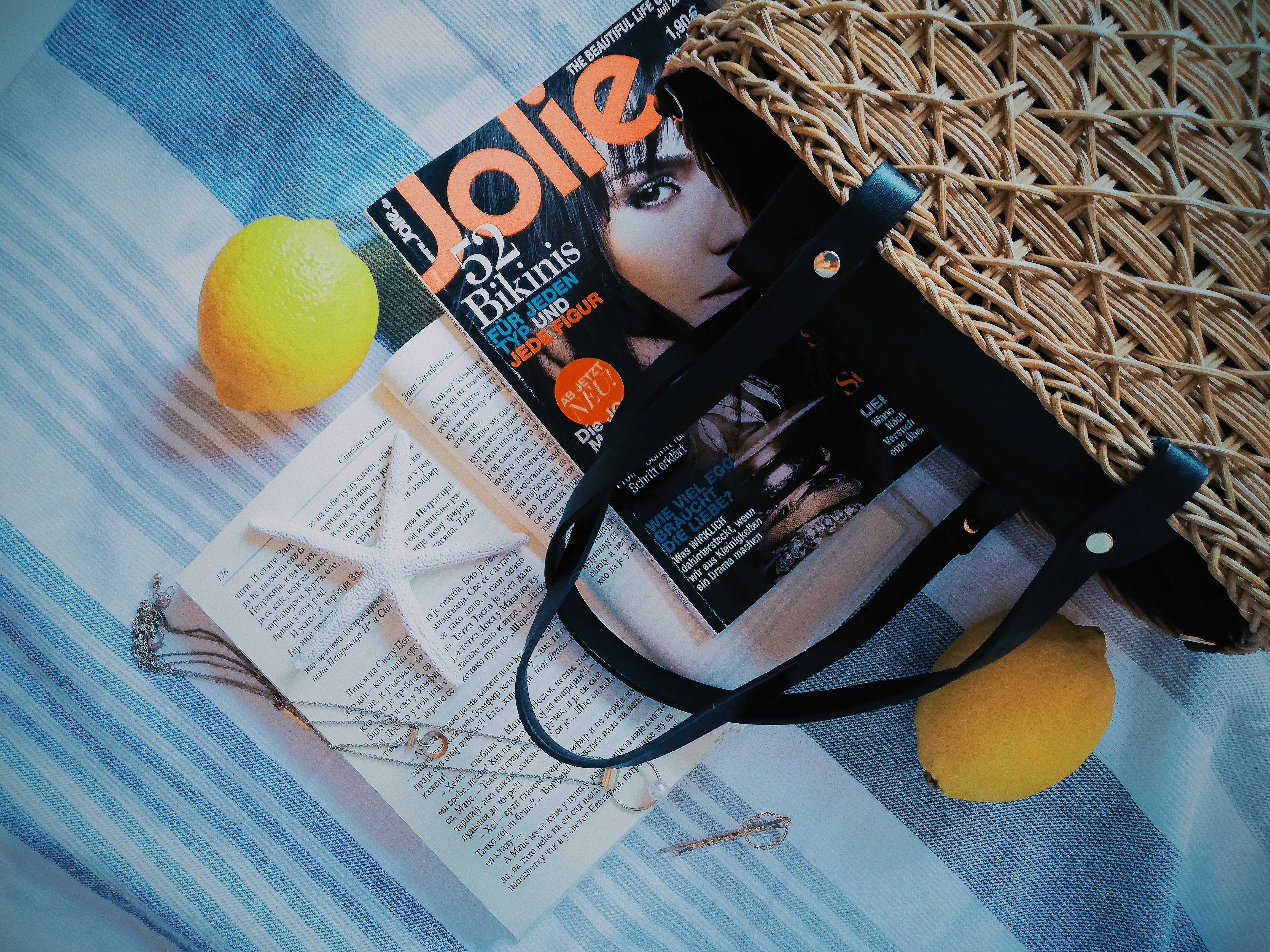 Jolie magazine near bag