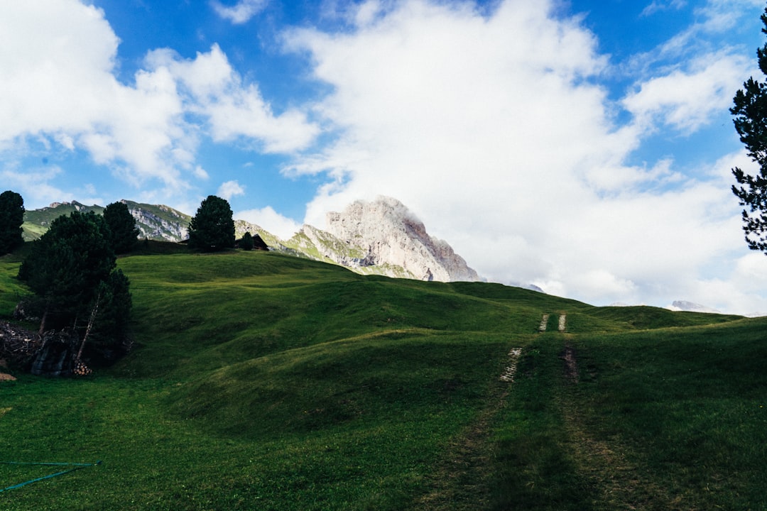 landscape photography of green mountain