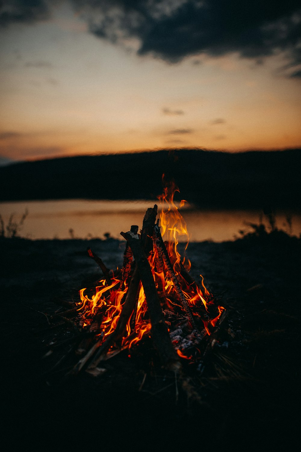 bonfire in green field during night time