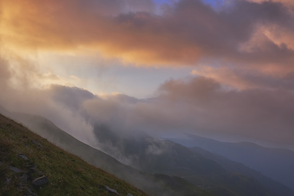 landscape photography of green mountain