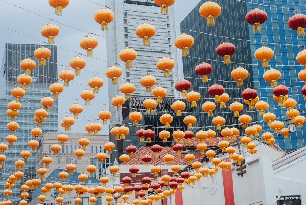 yellow and red lanterns