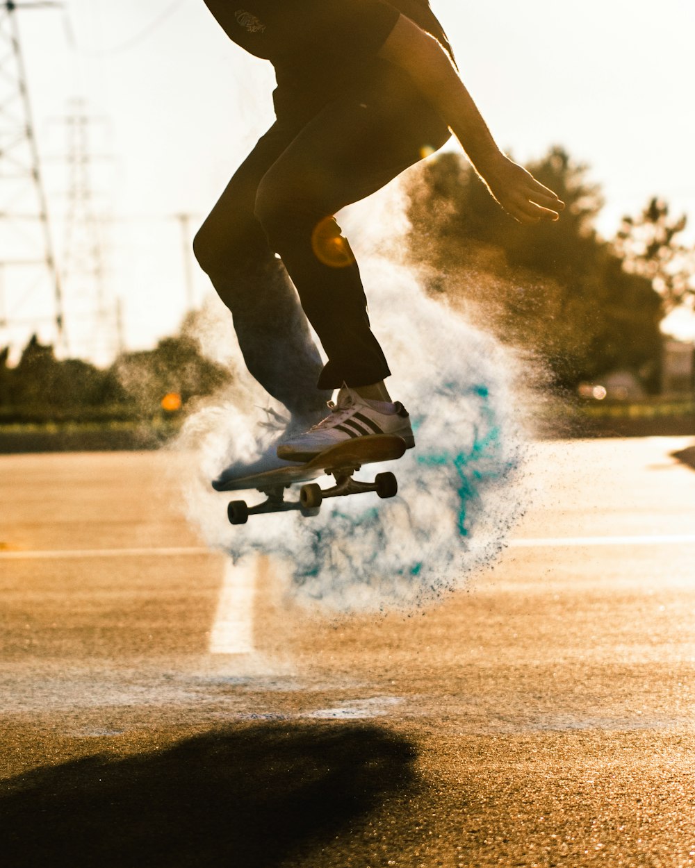 person making skateboard tricks