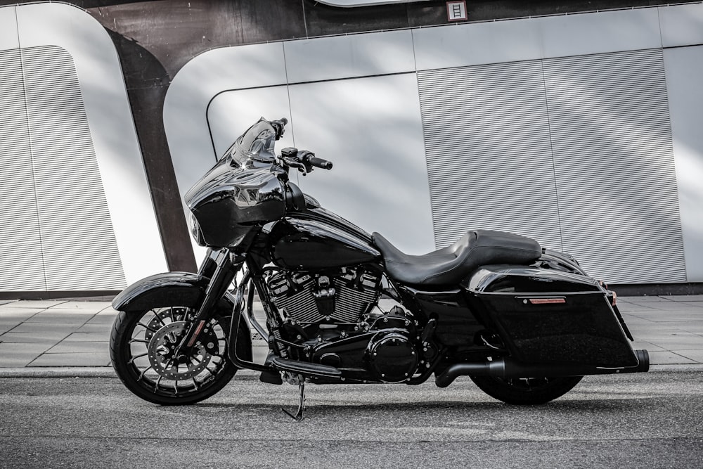 black touring motorcycle