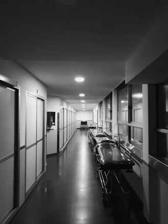 grayscale photo of building interior