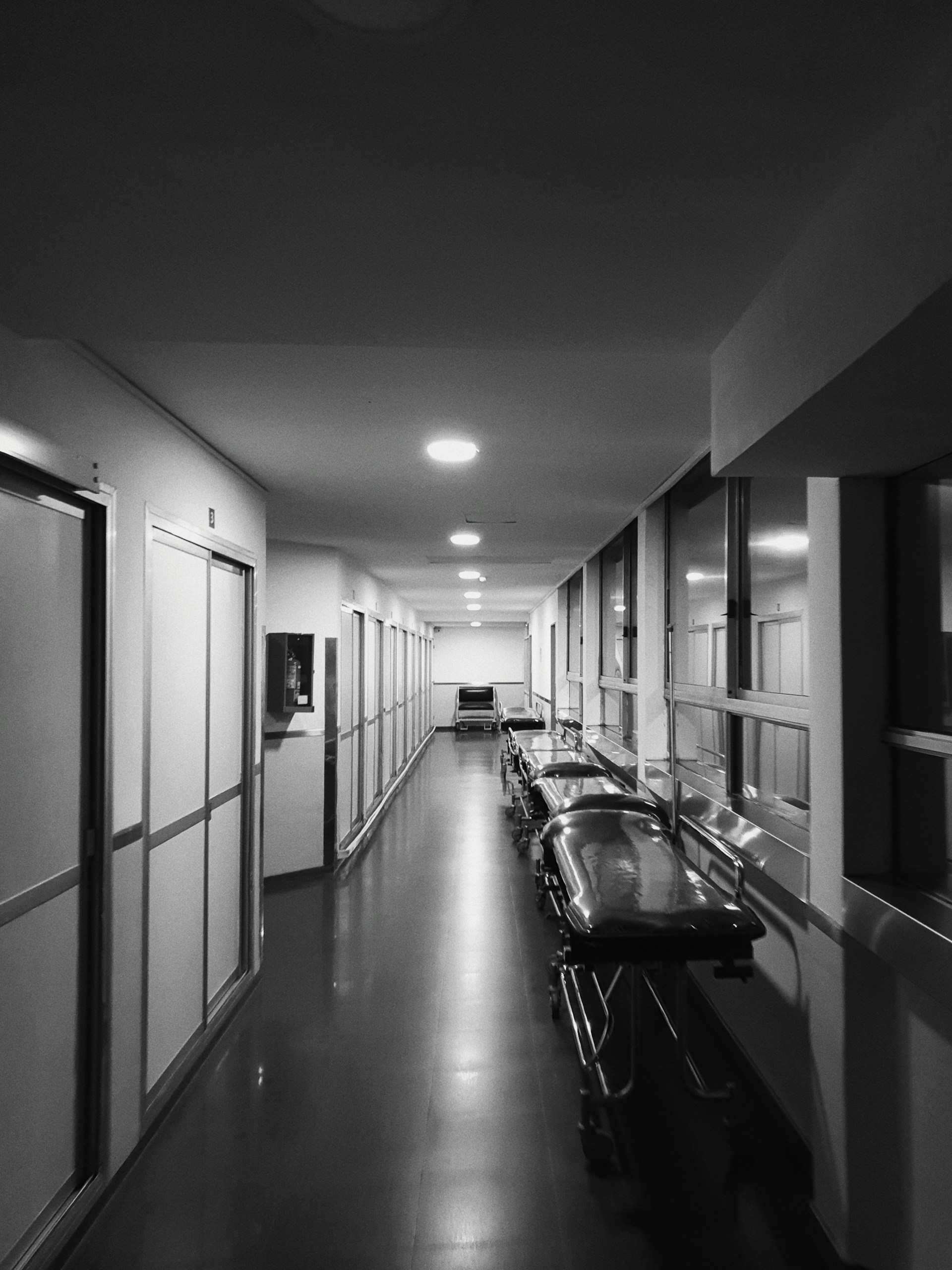 grayscale photo of building interior