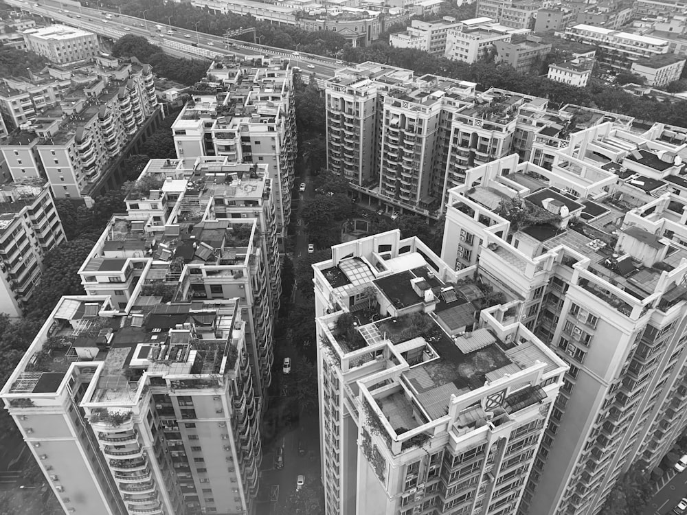 aerial view of high rise building