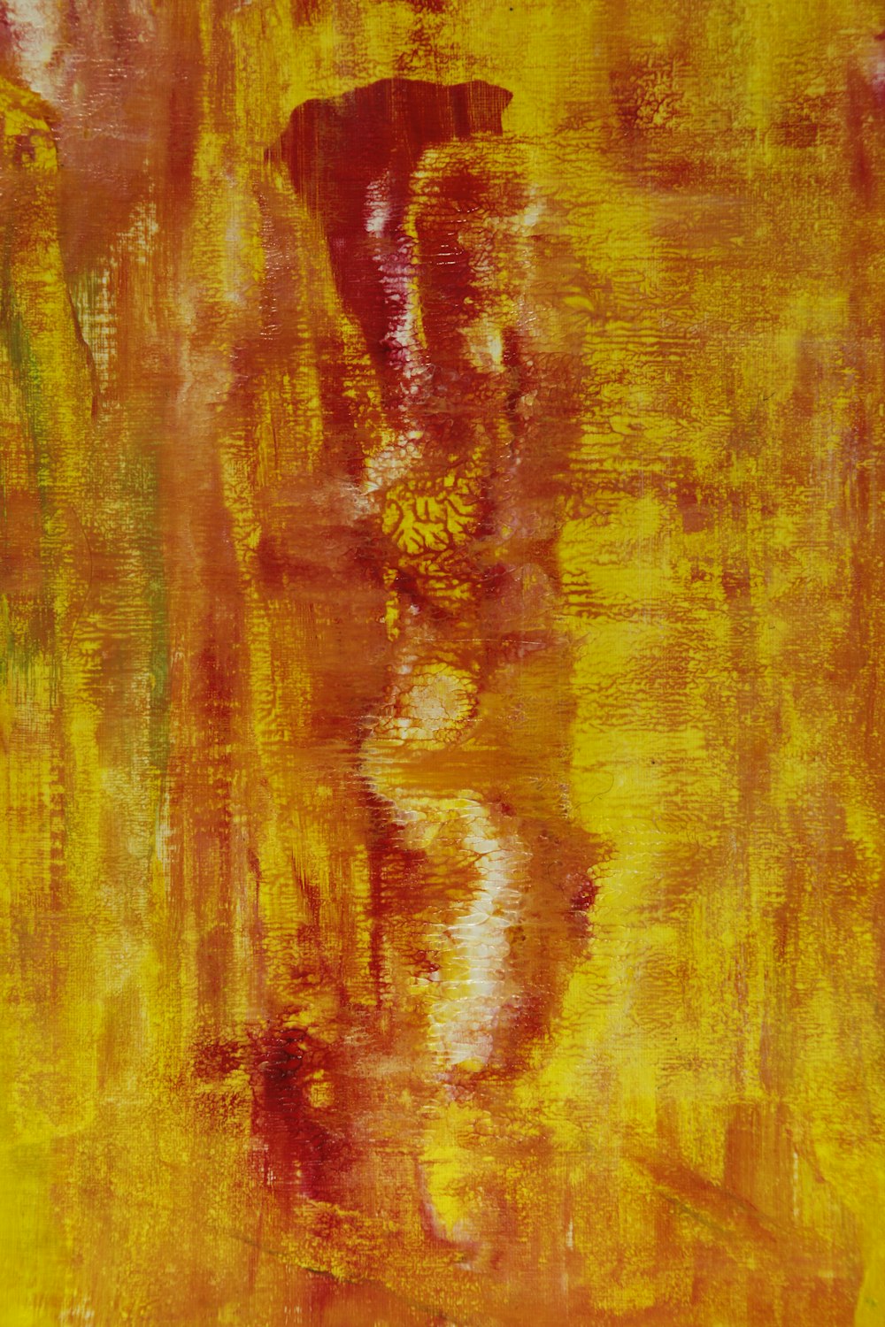 une peinture d’un fond jaune et rouge