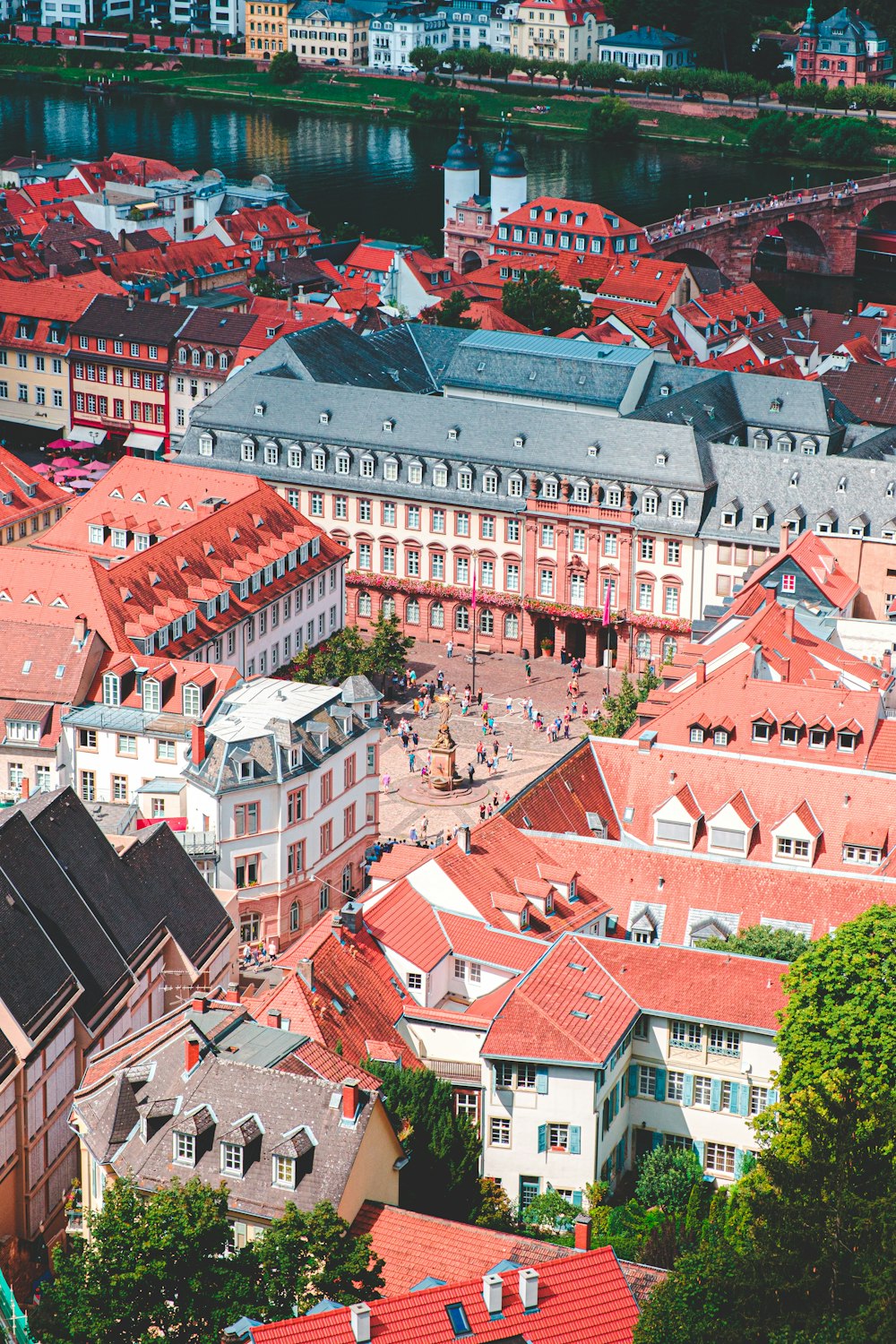 top view of house and building roofs