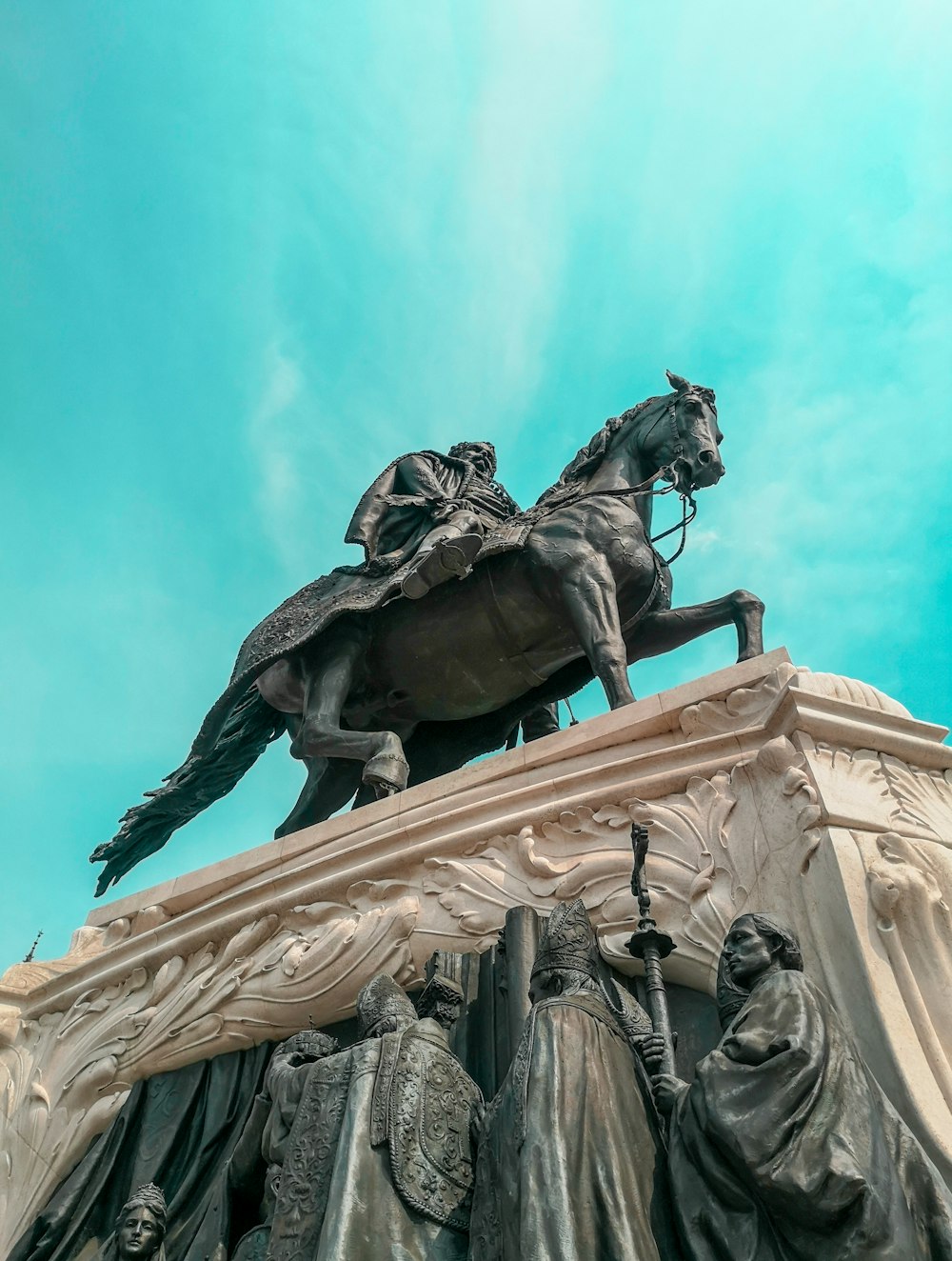 man riding horse statue