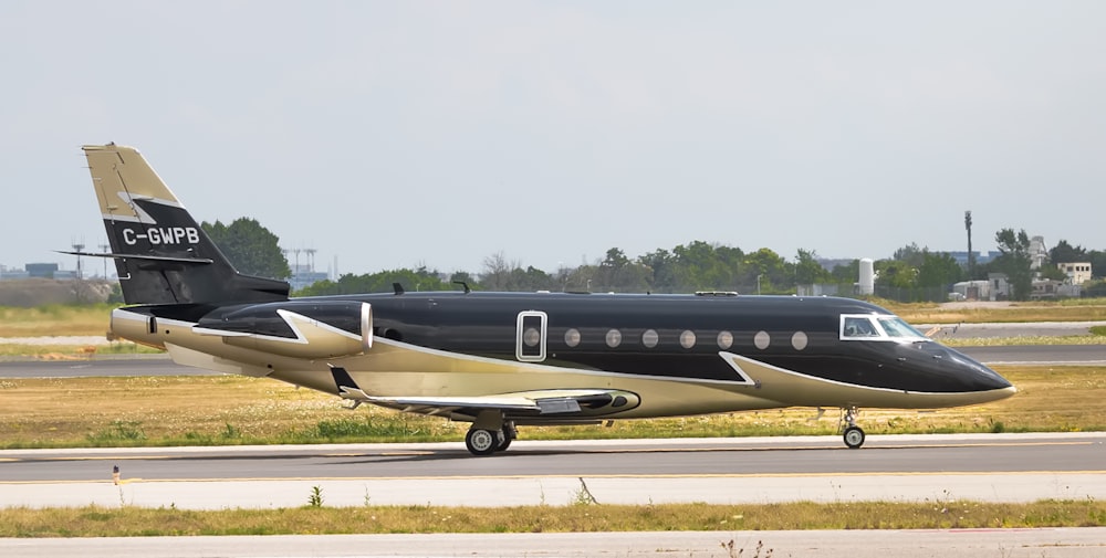 black and white private jet