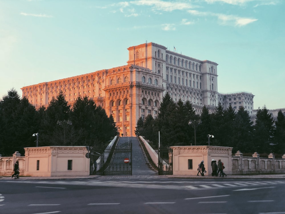 green trees beside white building