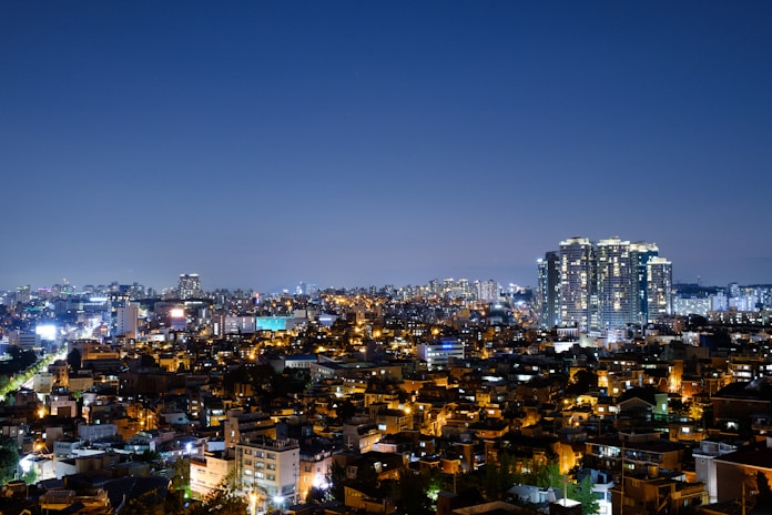 aerial view of lighted buildings during daytime
