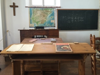 brown wooden desk