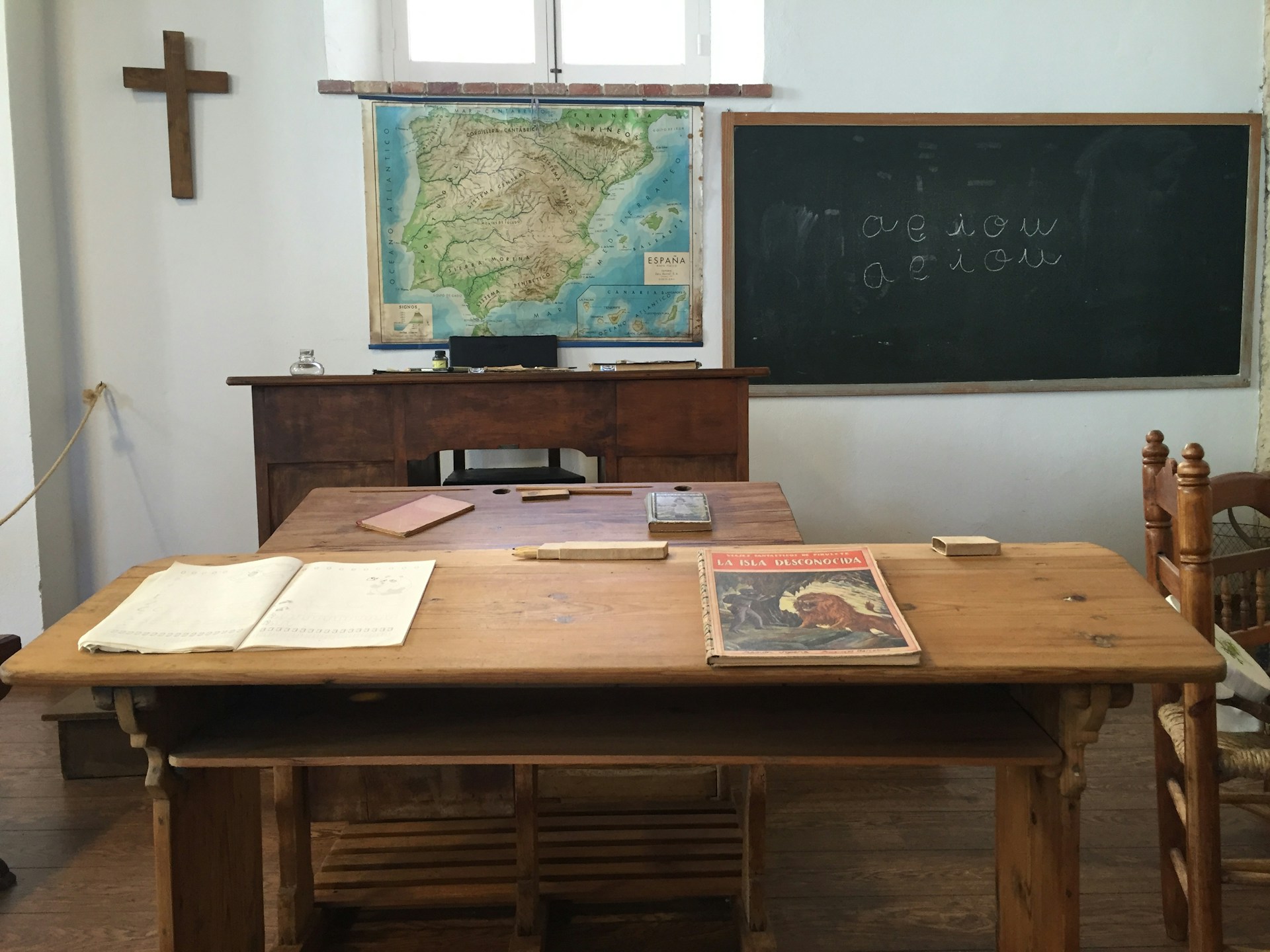 brown wooden desk