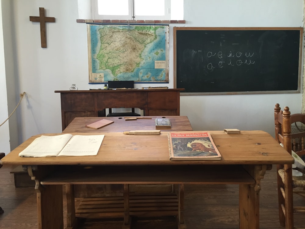 brown wooden desk