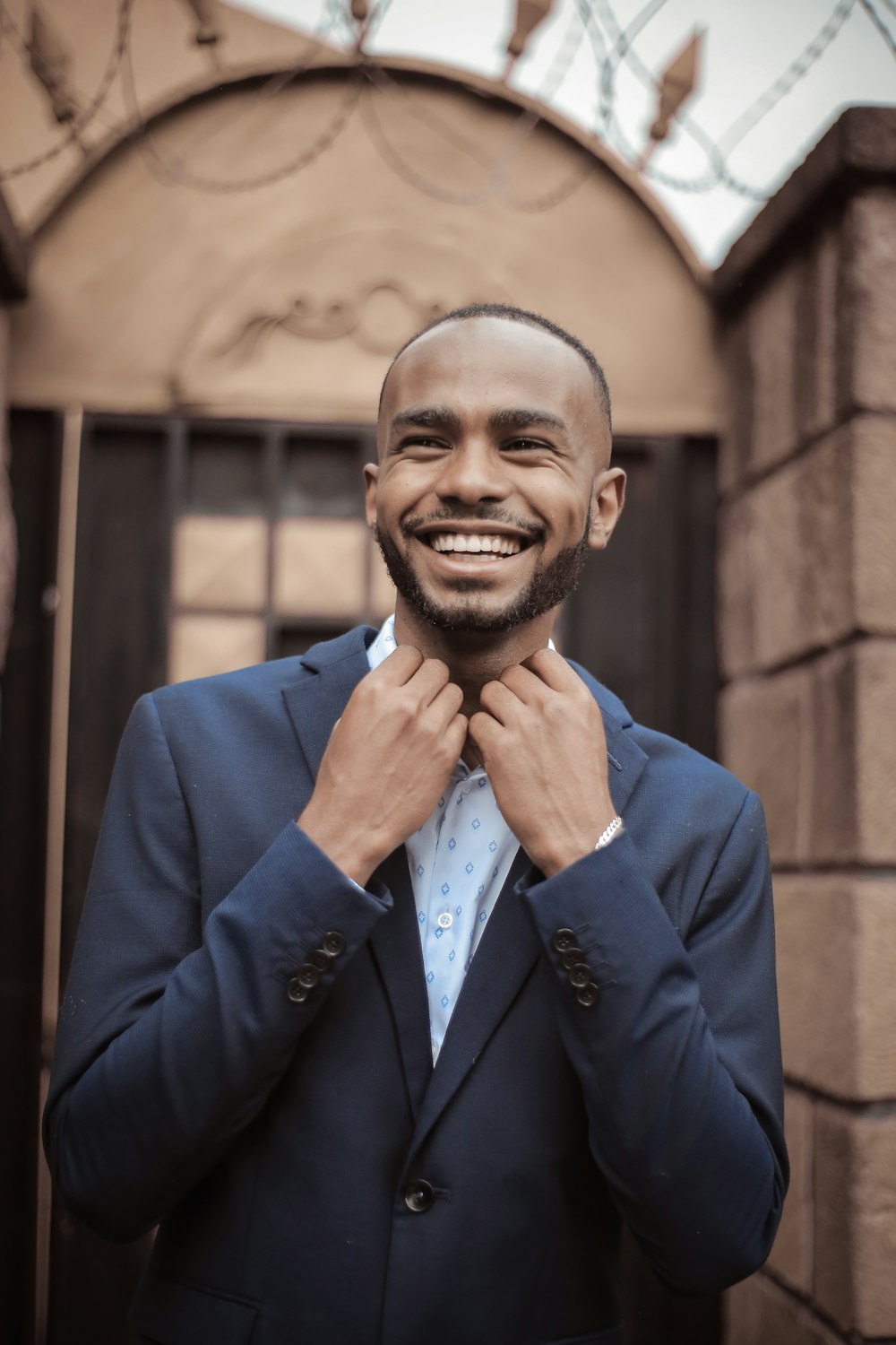 man in black suit jacket