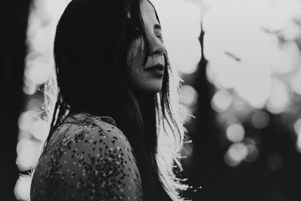 a black and white photo of a woman