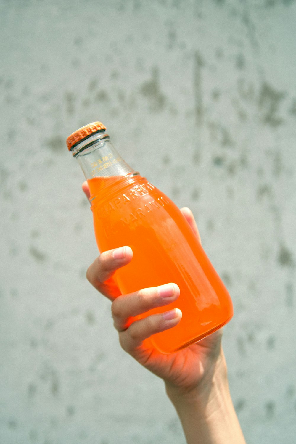 filled glass bottle