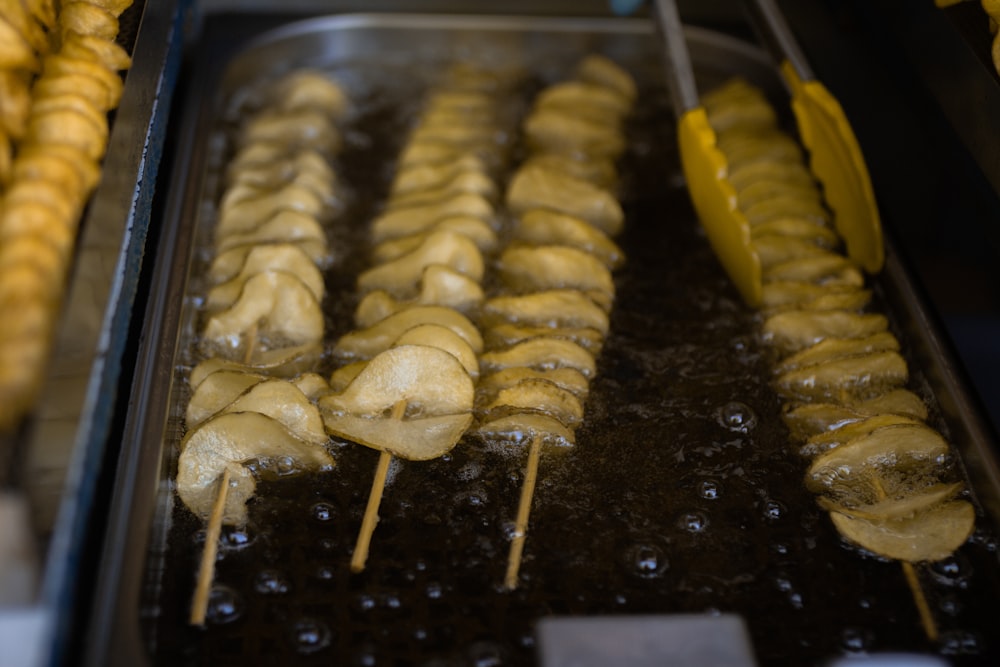 fried potatoes on a stick