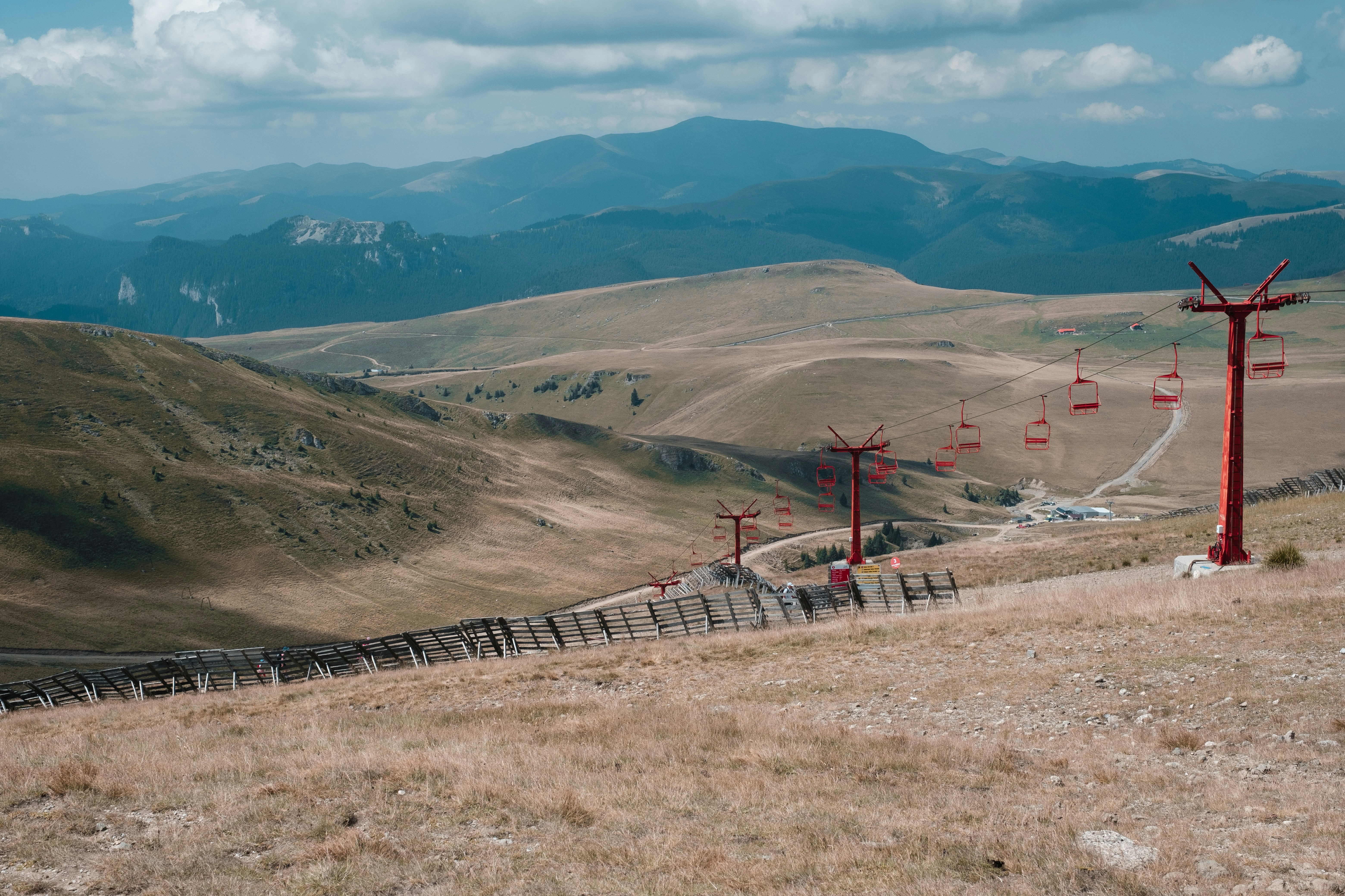 red metal cable cart system