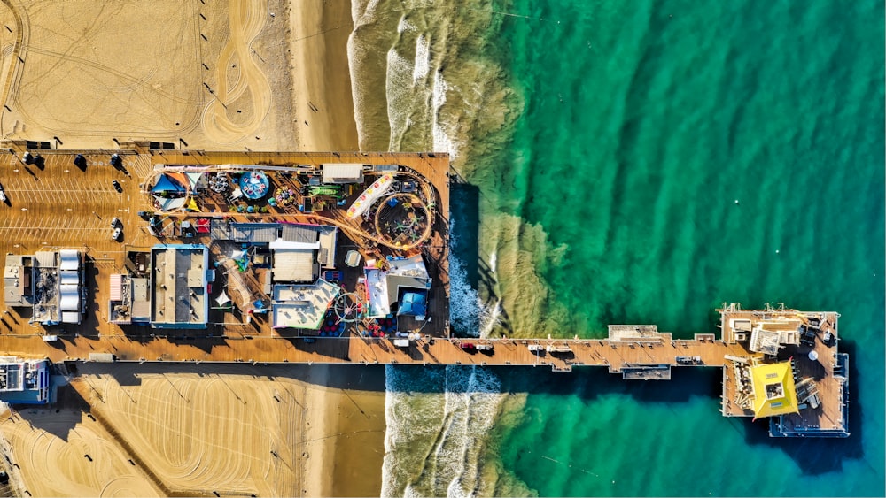 aerial view of pier