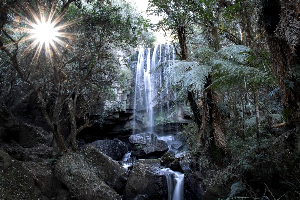 time-lapse photography of waterfalls during daytime