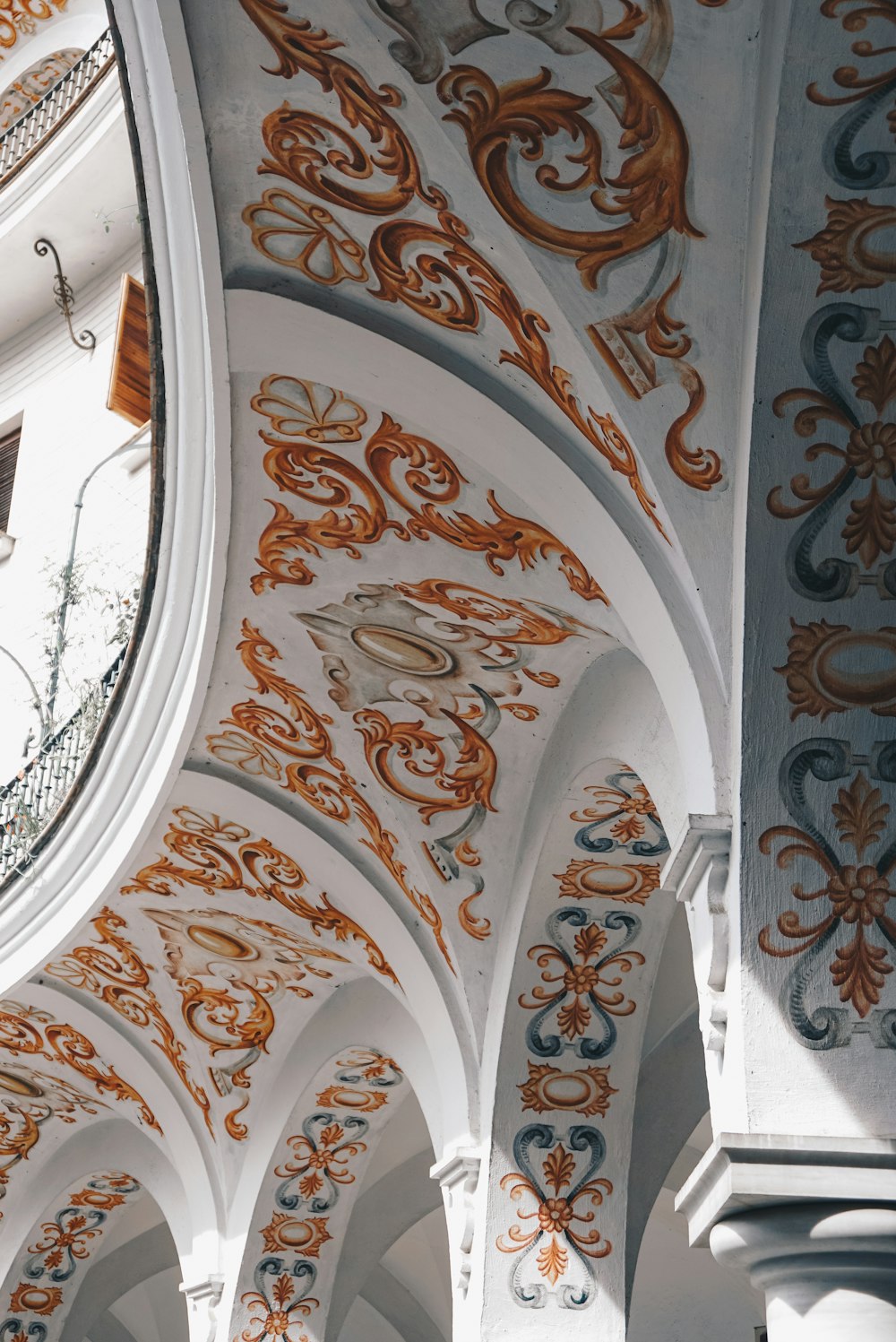 white and orange floral ceiling