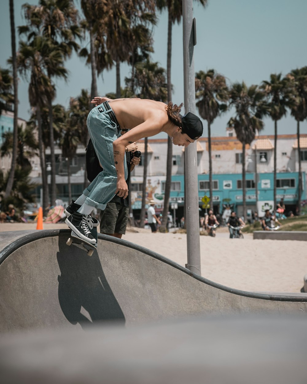 man skating in skate park