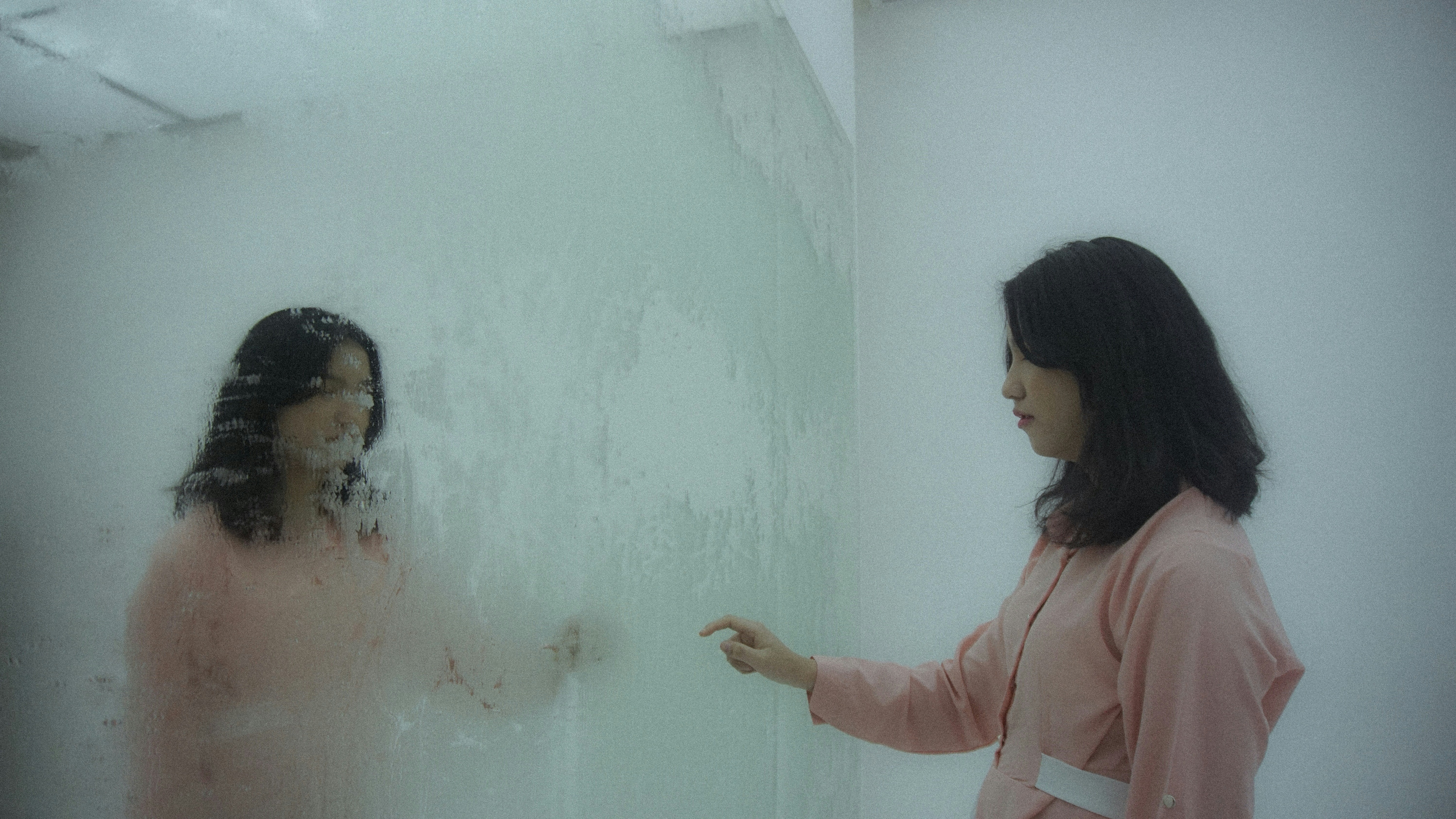 steamy bathroom mirror showing high humidity - Bathroom fan installation