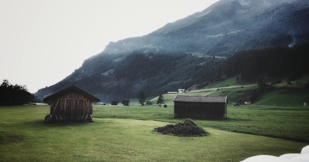 sheds on grass field