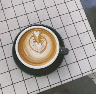 latte in white ceramic mug