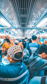 crowd of people inside train
