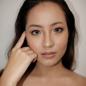 airbrush makeup focus photo of woman
