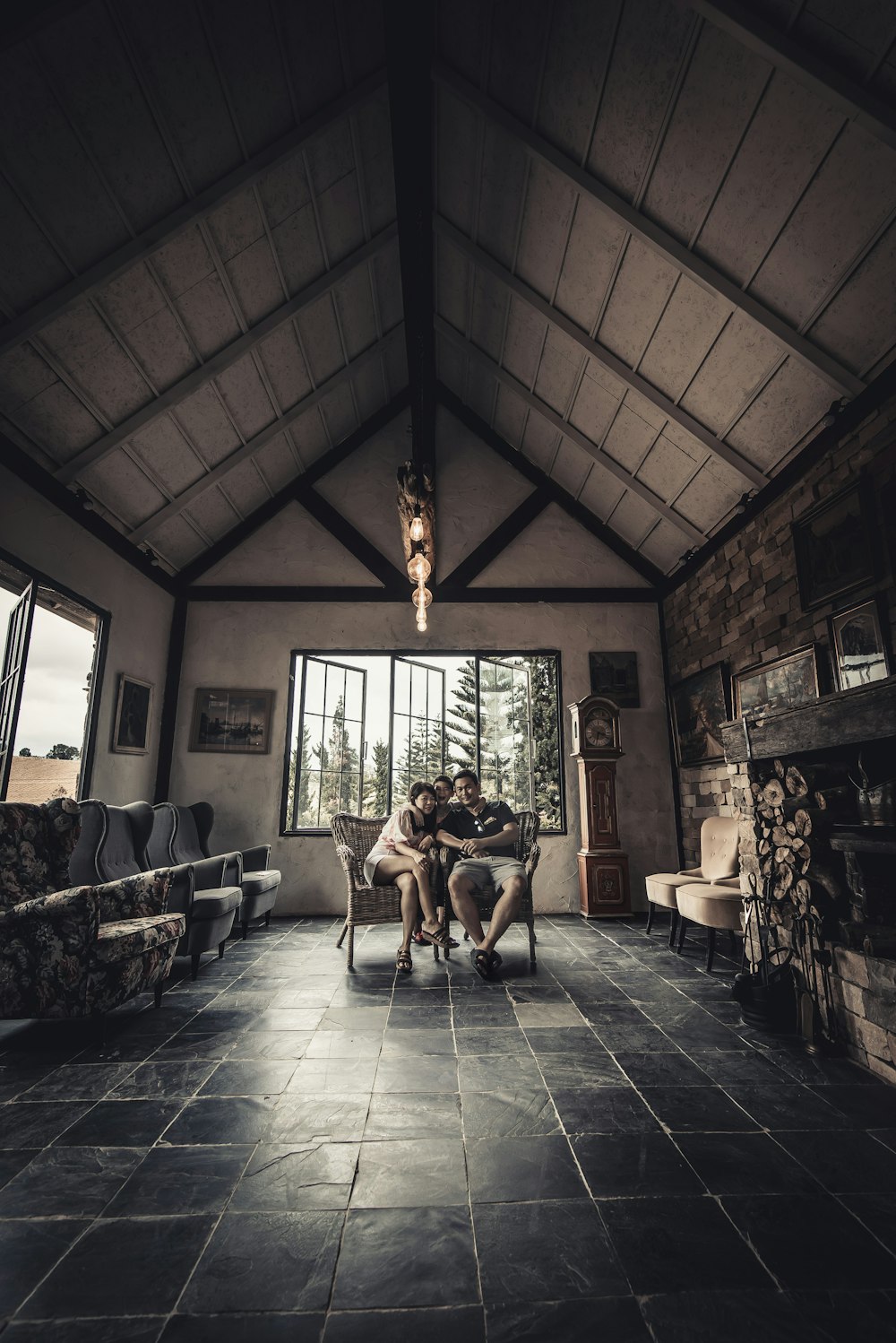 coupe sitting on bench inside house