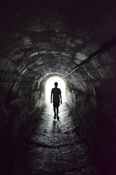 silhouette of person walking on focus photography