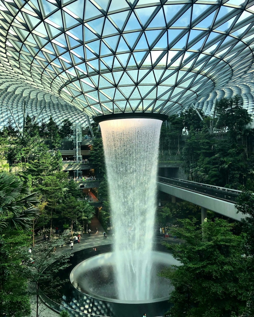 waterfalls on dome building