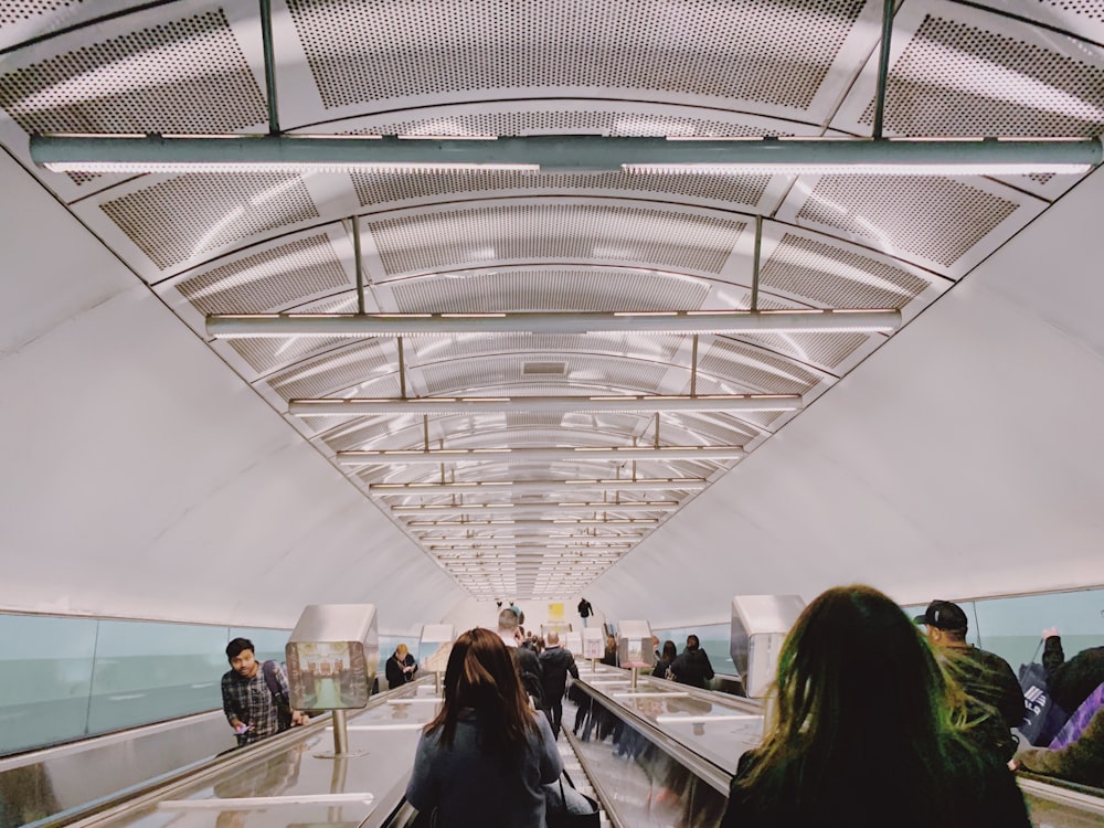 people inside white building