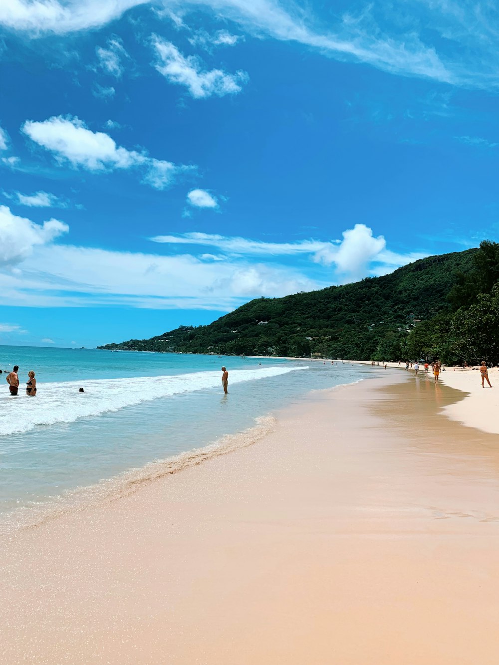 seashore and green mountain