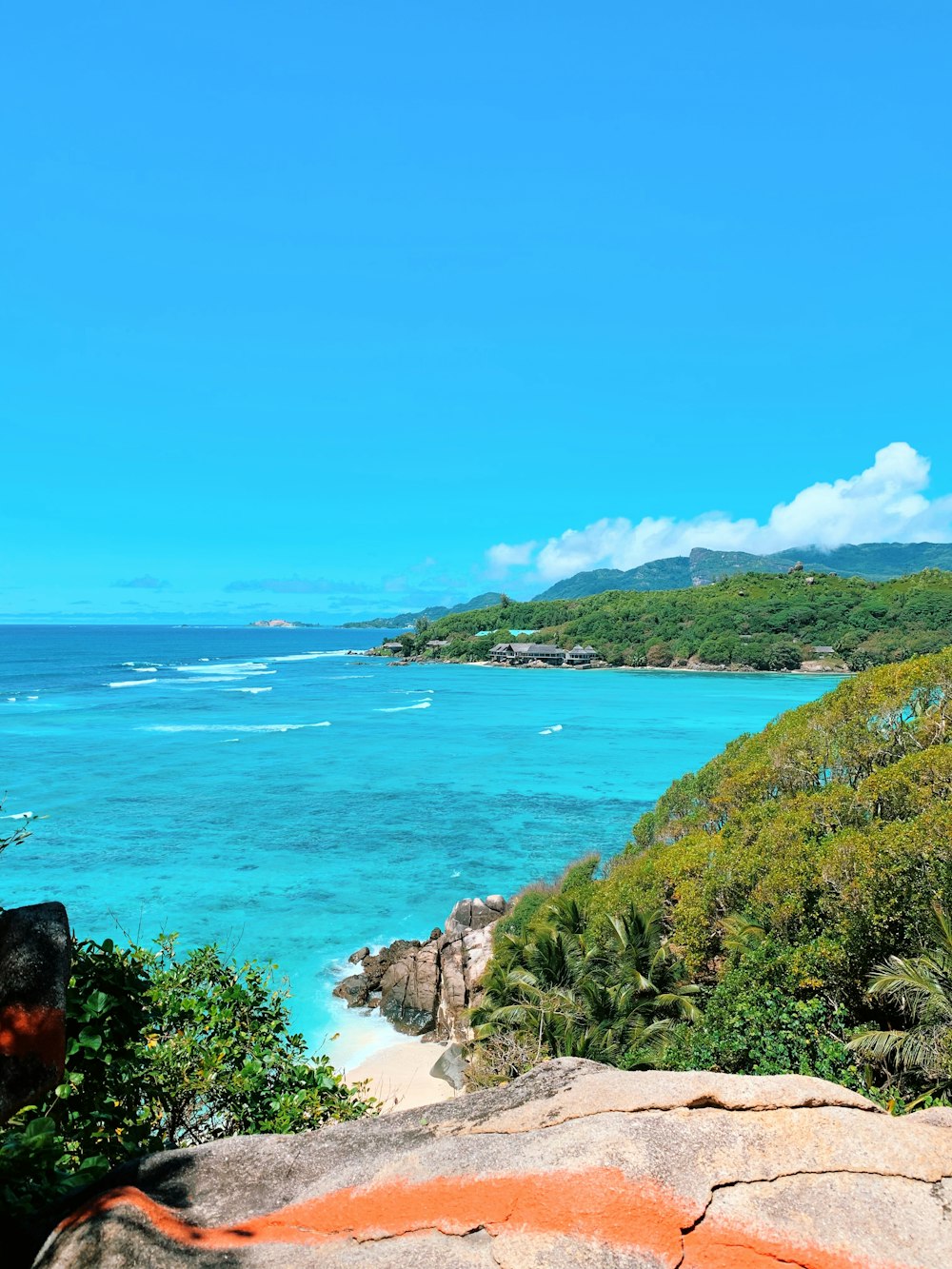 green mountain ocean scenery