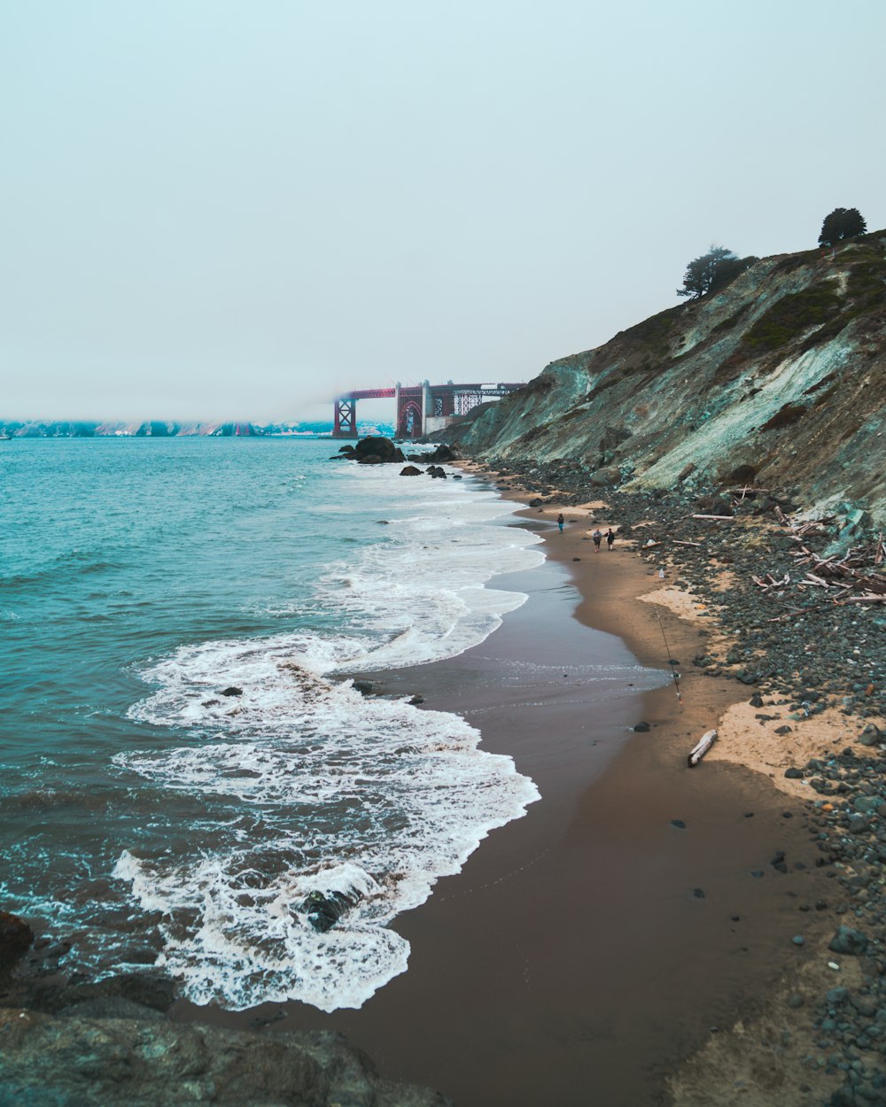 sea beside cliff