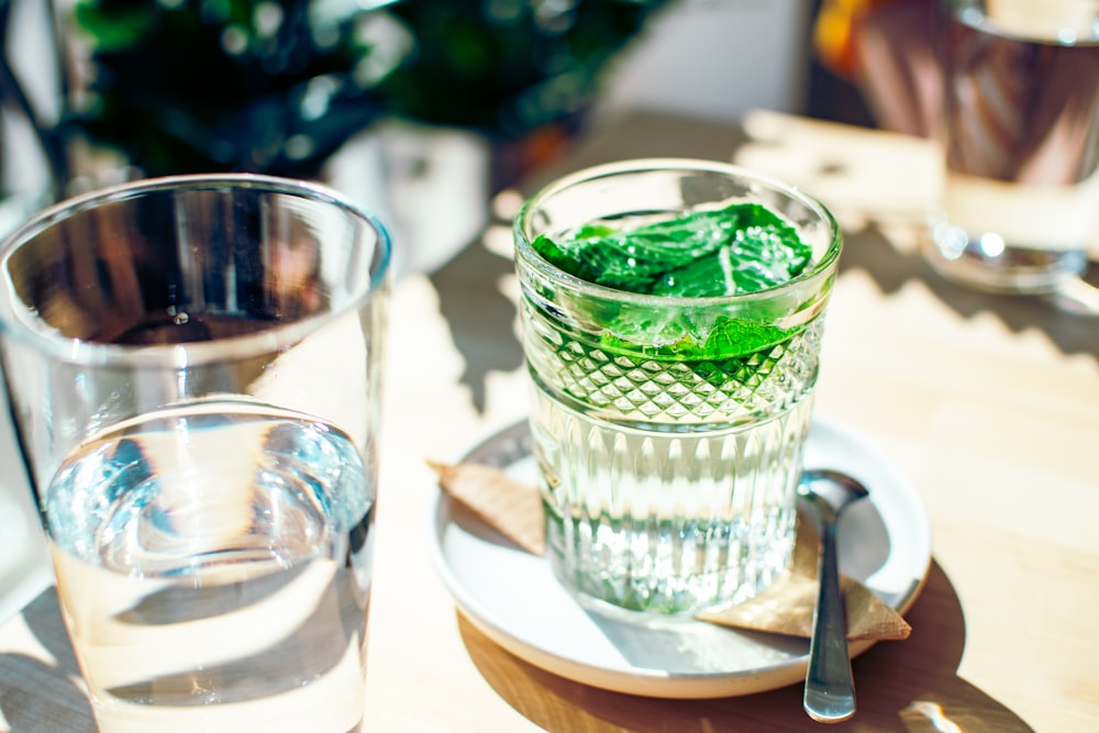 leaves in drinking glass