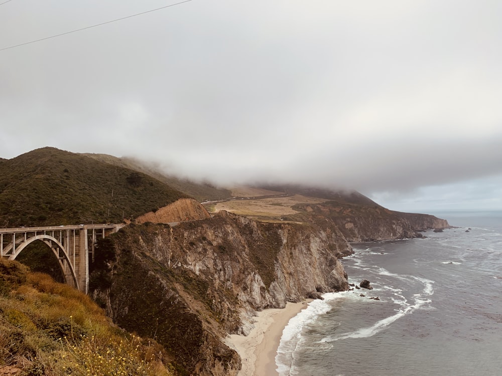 mountain island bridge during day