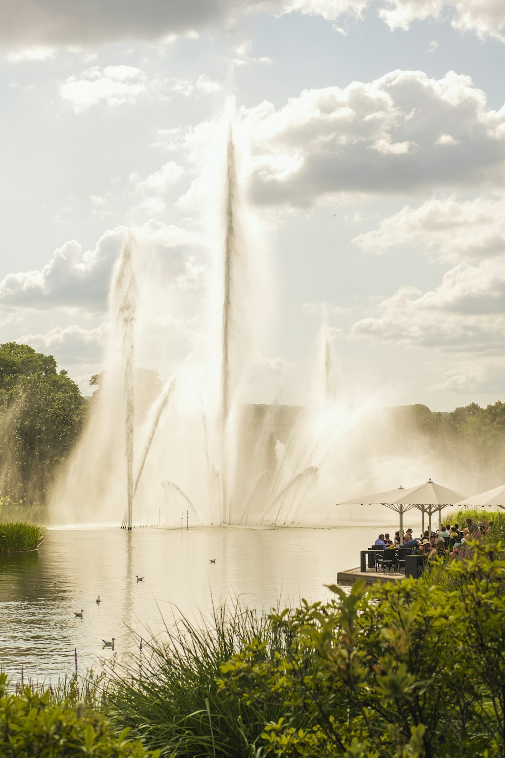 a large fountain spewing water into the air