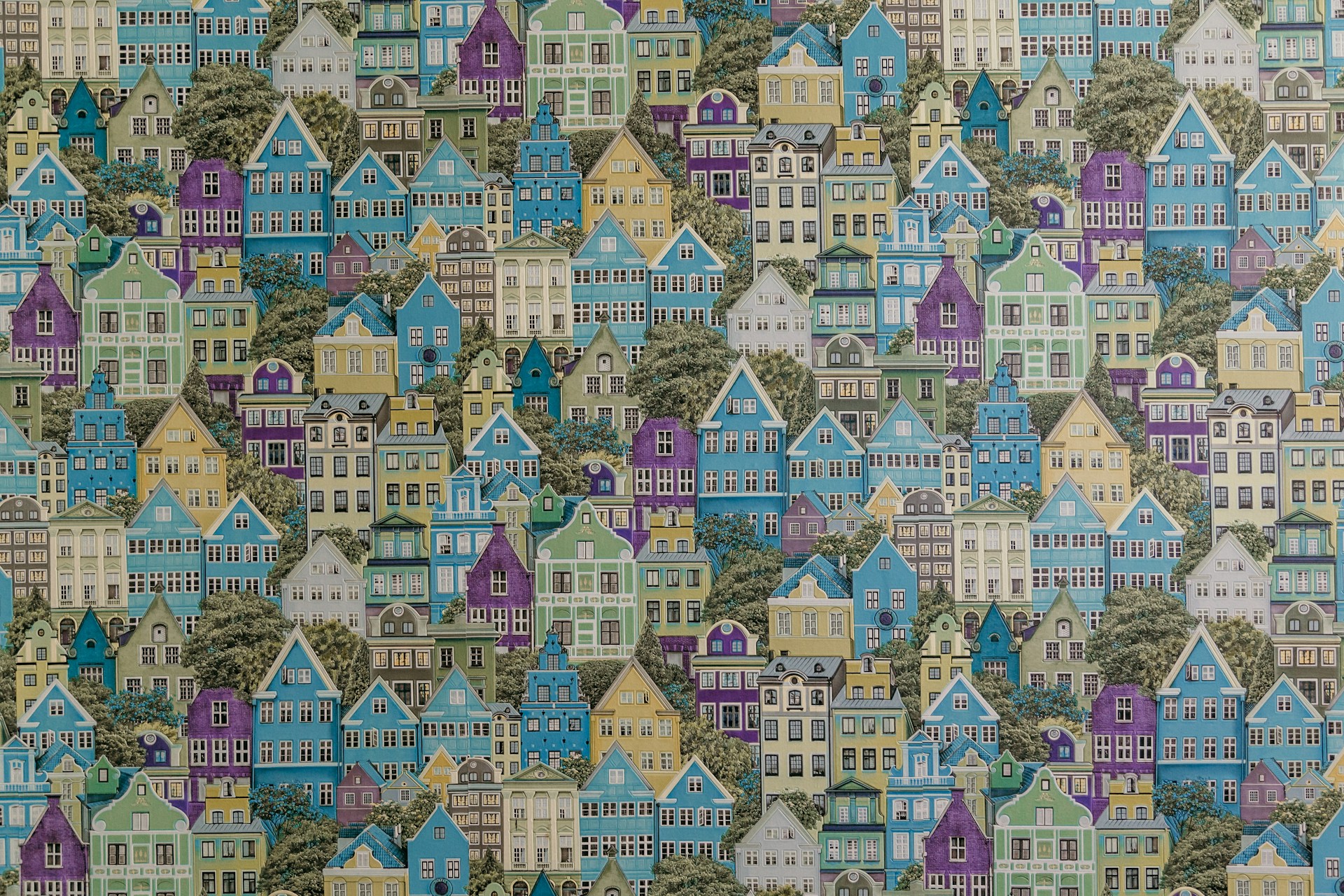 assorted-color buildings painting