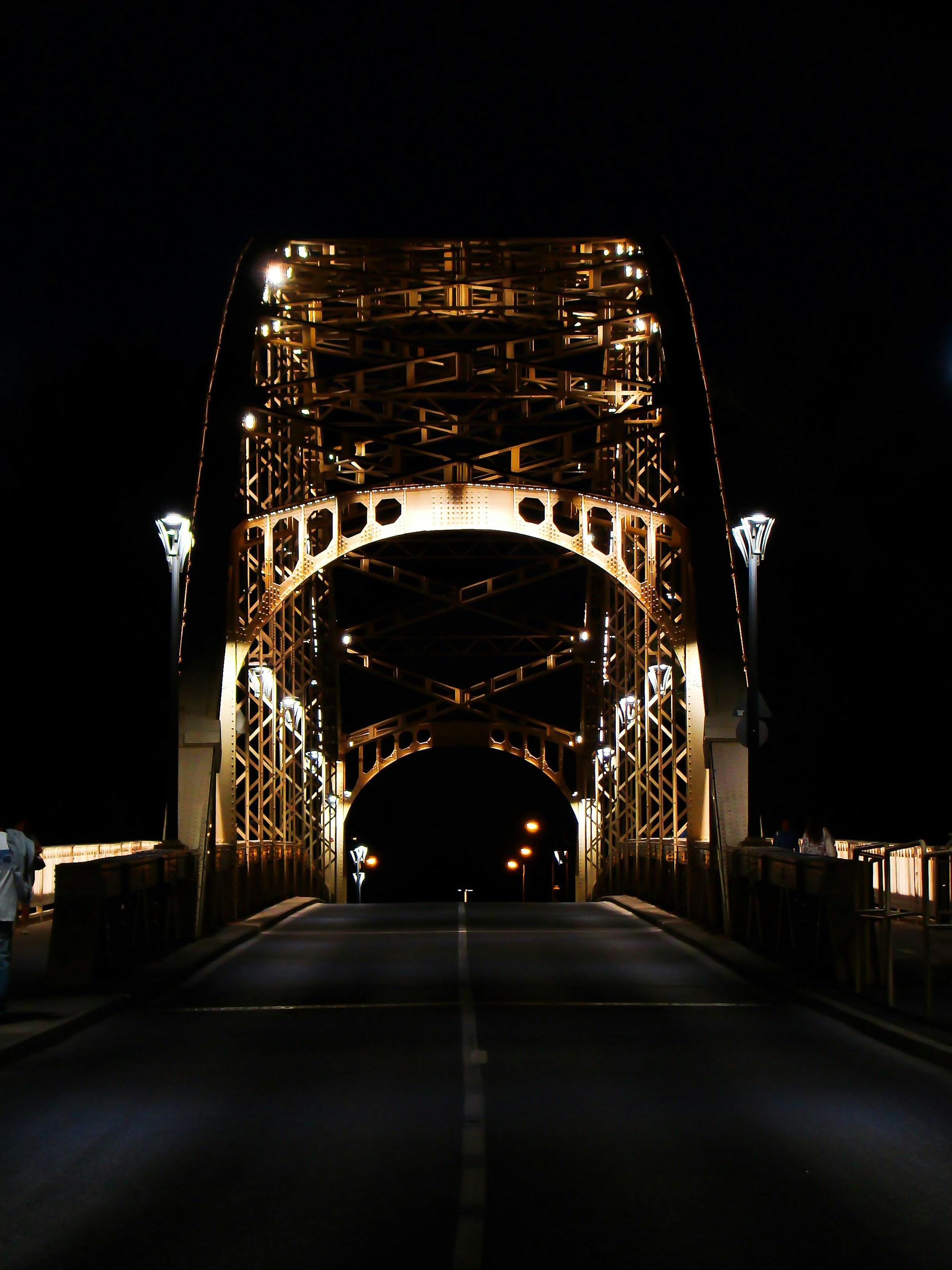 iron bridge with yellow lightings
